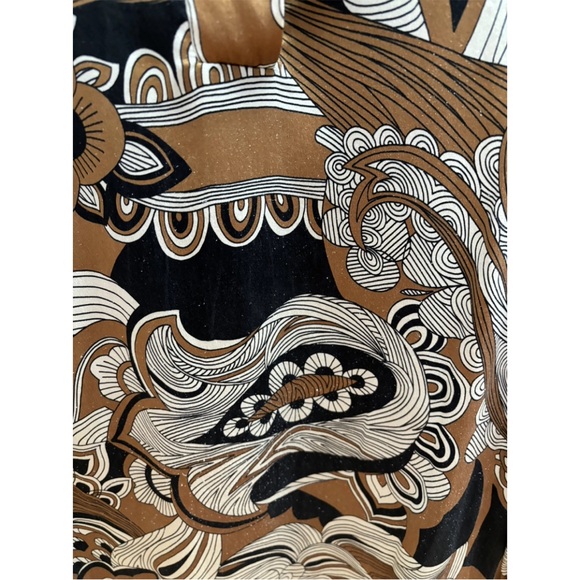 Mamoni Italian Silk V Neck Dress w 2 pockets in Bronze White & Black Size 40 EUC - Picture 9 of 9